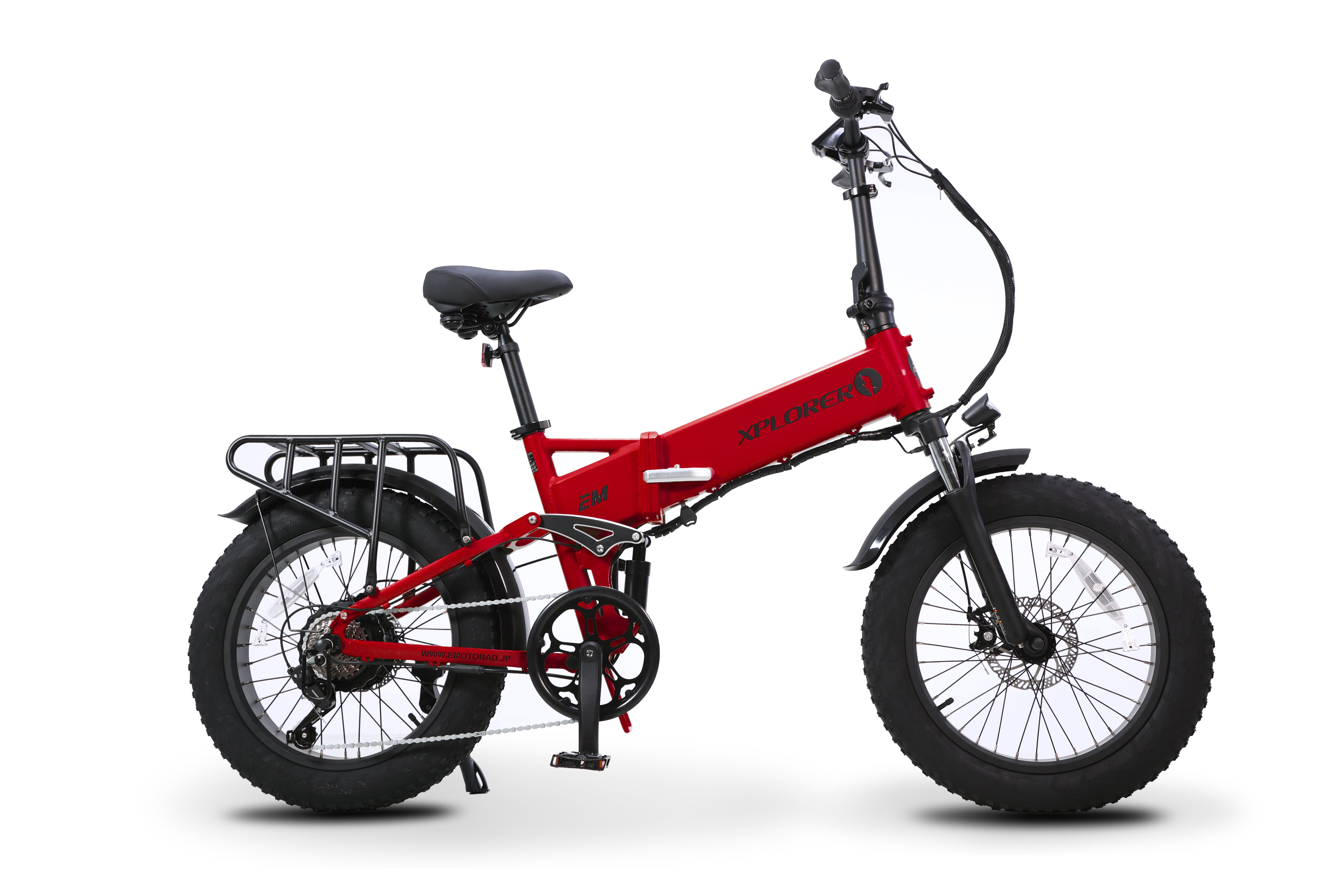 XPLORER 電動アシスト自転車 赤 italian red 低走行車 大阪 XPLORER - 【圧巻の極太タイヤ】パワフルな走りを実現！折りたたみ電動